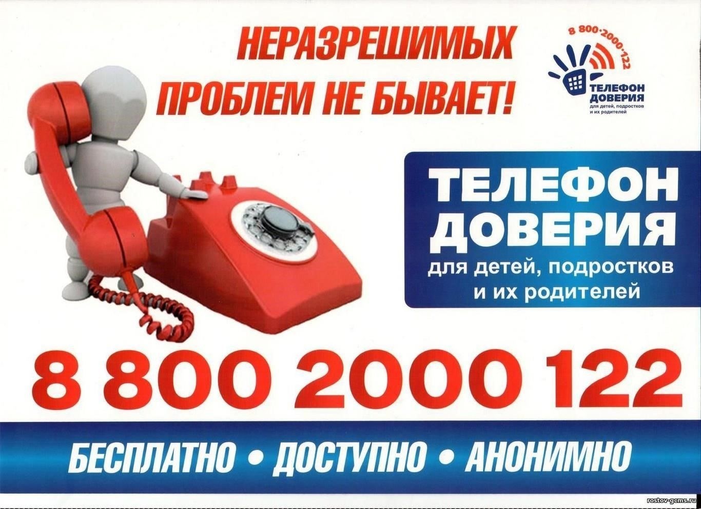 Использование горячей линии доверия и номеров телефонов экстренной связи для обращений