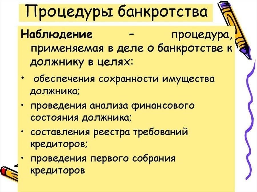 Основания для начала наблюдения за банкротством